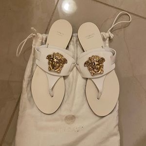 COPY - WHITE MEDUSA VERSACE SANDALS SIZE 37.5 FITS US 7. WORN ONCE